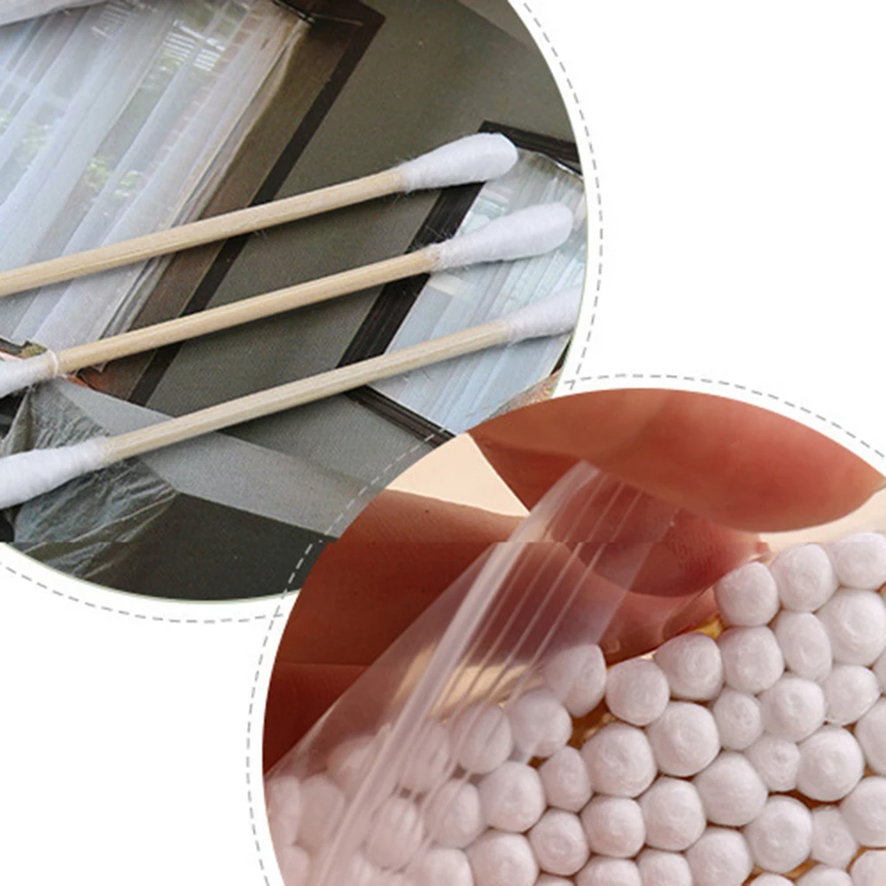 120 шт. санитарный деревянные косметические ватные палочки одноразовые двойной