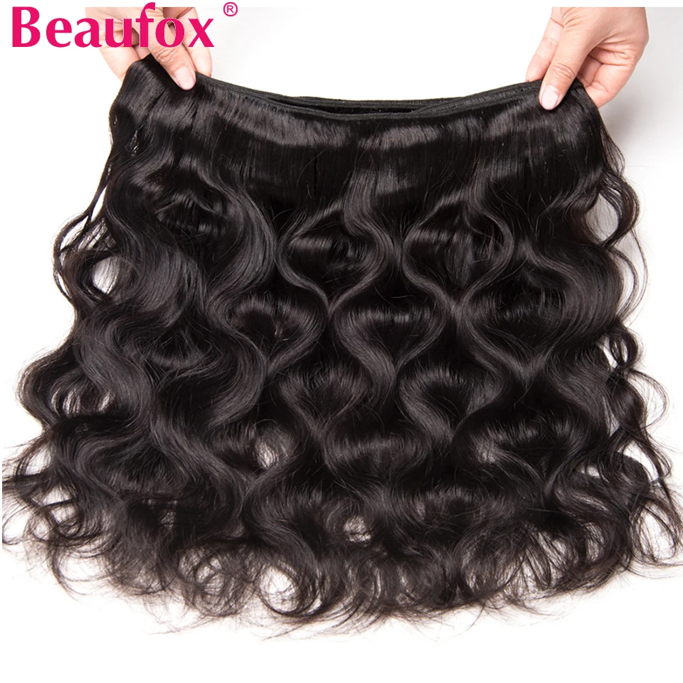 Beaufox бразильские волнистые волосы пряди с закрытием 100% человеческие Remy двойной
