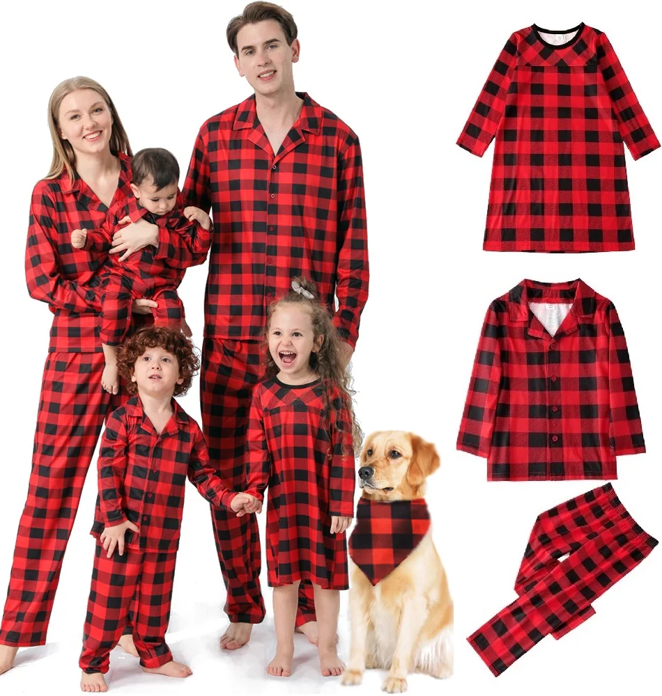 

2021 Christmas Family Matching Outfits Plaid Mother Daughter Father Son Pajamas Sets Mom Baby Mommy and Me Xmas Pj's Clothes