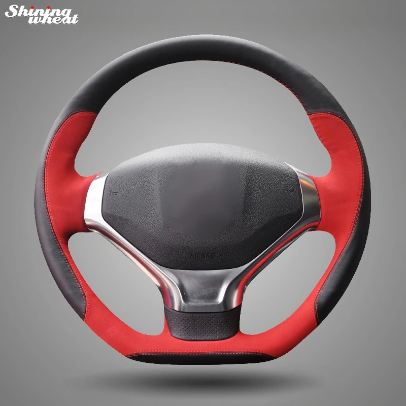 

Прошитая вручную черная кожа красная замша для Peugeot 3008 2013-2015