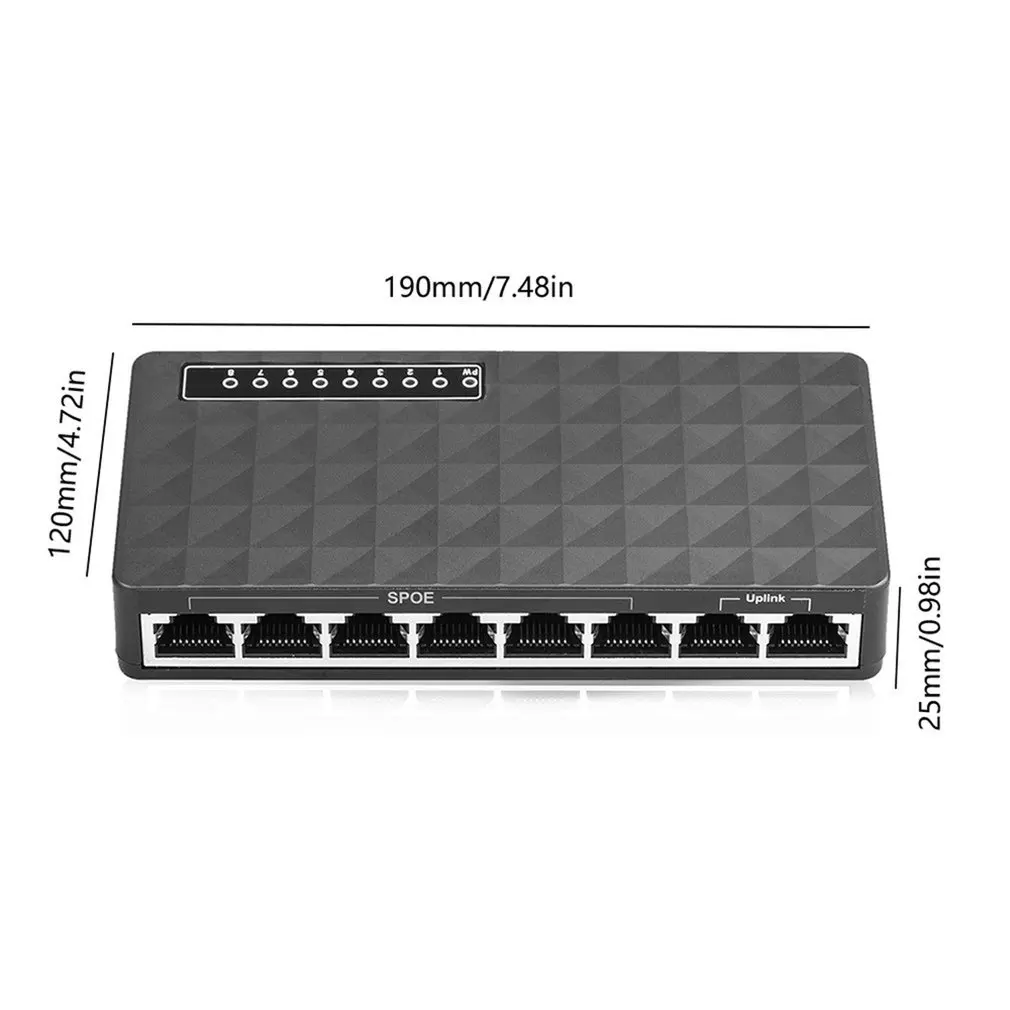 

Mini LAN POE Ethernet Network Desktop Switch 8 Port 10/100mbps Fast Hub Network Switch Hub Adapter High Performance Male-male