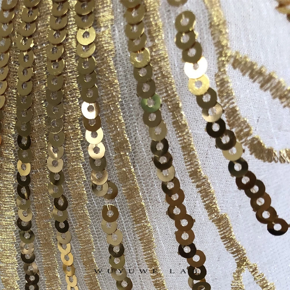 1 шт. кружевная ткань с золотыми блестками изысканная сетчатая вышивка