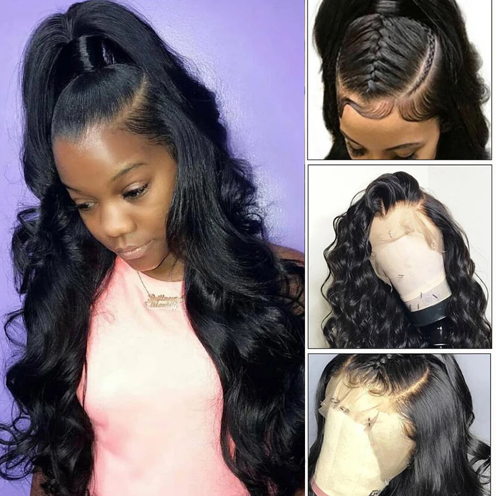 13 × 4 парики из натуральных волос на кружеве 360 парик бразильских волнистых