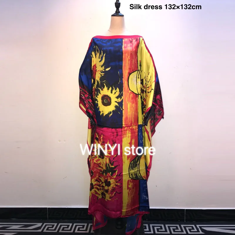 winyi 2021 africa dress Spring Summer New Arrivals o-neck Half Sleeve Print Pattern Women Loose Streetwear Floor-length Dress