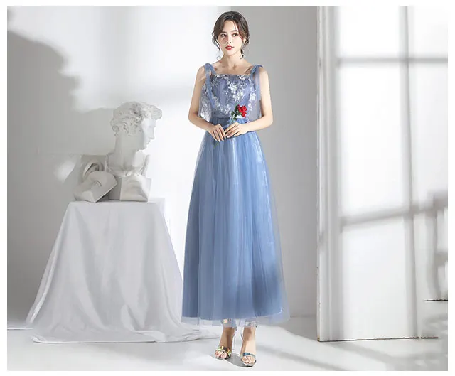 Длинное платье из тюля для свадебной вечеринки женщин а силуэт серое синее