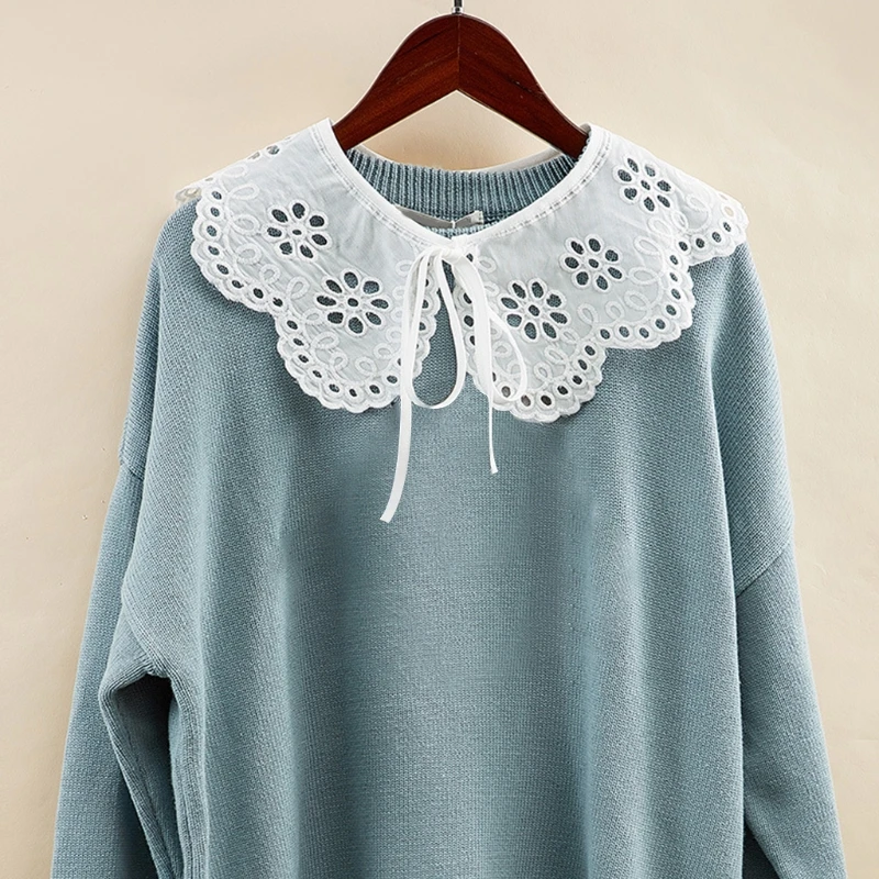 

Women Decorative Fake Collar Hollow Out Jacquard Floral Shawl Necklace Capelet XX9D