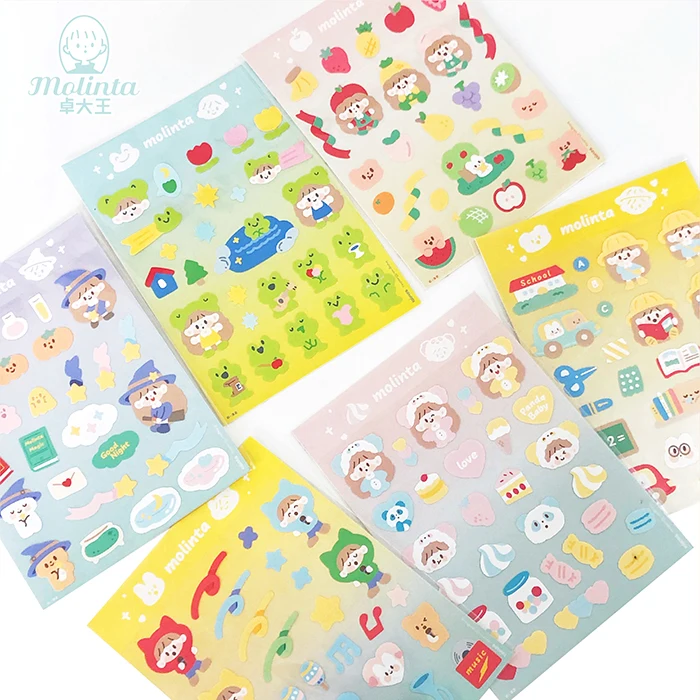 10sets/lot Kawaii Stationery Stickers Molinta gril Diary Planner Decorative Mobile Stickers Scrapbooking DIY Craft Stickers