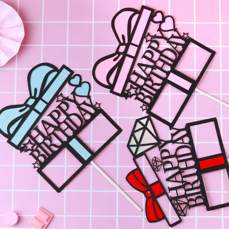 

Новая Подарочная коробка, искусственная Бриллиантовая фоторамка, флаг для девочек, торты для дня рождения