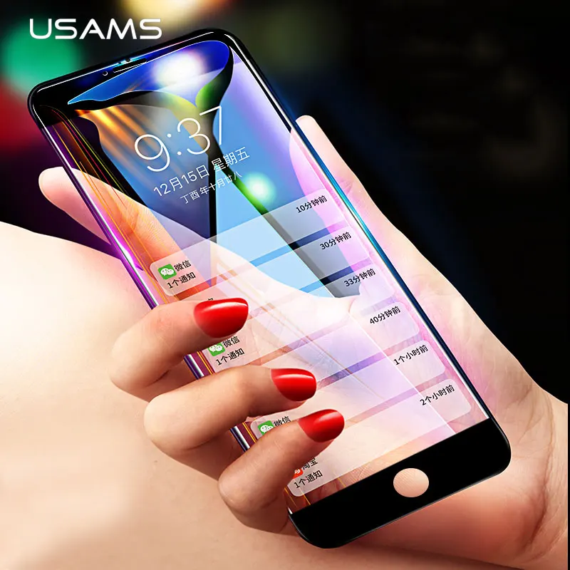 USAMS 0 3 мм 9H углеродное волокно 3D закаленное стекло для iPhone 6/6 s/6 plus/6 s plus Защитная