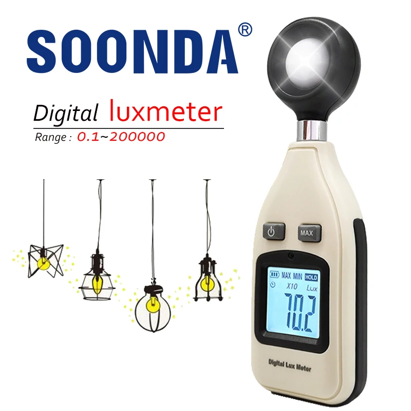 

Light meter Lux meter 0~200,000lux illumination photometer portableilluminometer lux/fc photometer tester Luminance meter tester