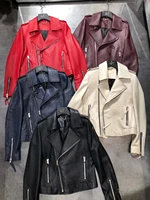 Real leather jacket women colorful motorcycle 2021 brand design genuine sheepskin leather coats and jackets female overcoat