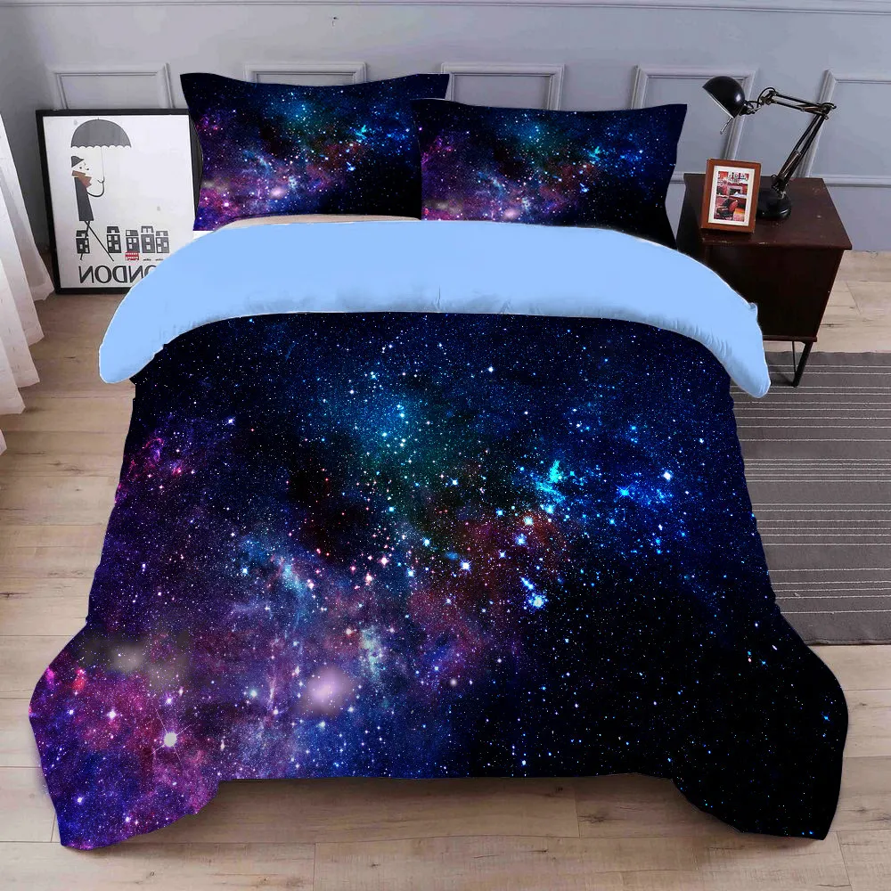 

Duvet Cover Bedding Clothes Set -Pringted with Galaxy,Earth,Universe,Outer Space,Sky,Moon,Explore,Blue,Stars