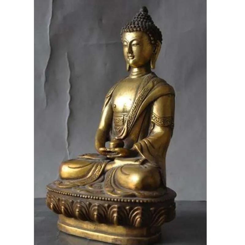 Старый тибетский буддизм латунная позолота медицина Будда Шакьямуни Shakyamuni