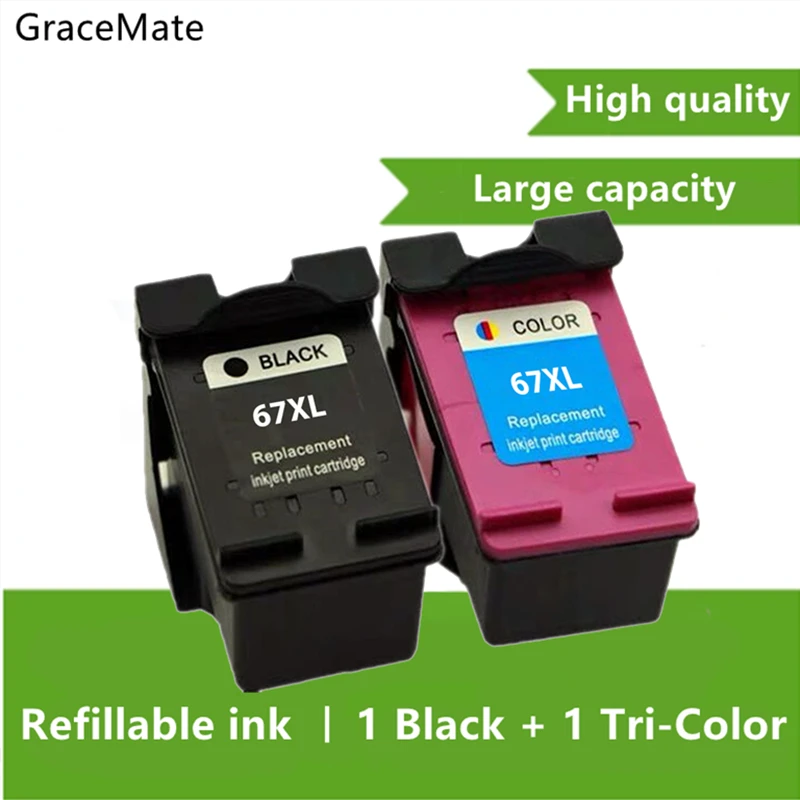 

GraceMate 67XL Cartridge Compatible for hp 67xl hp67 Ink Cartridge for Deskjet 2723 2752 1225 6020 6052 6055 6420 6452 4152 4140