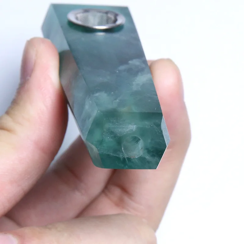 Натуральная кристальная зеленая трубка из флюорита кристаллическая дымовая