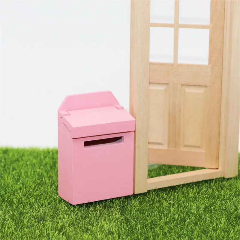 1/12 Dollhouse Miniature Accessories Mini Wooden Mailbox Simulation Furniture Postbox Model  for Doll House Decoration ob11 images - 6