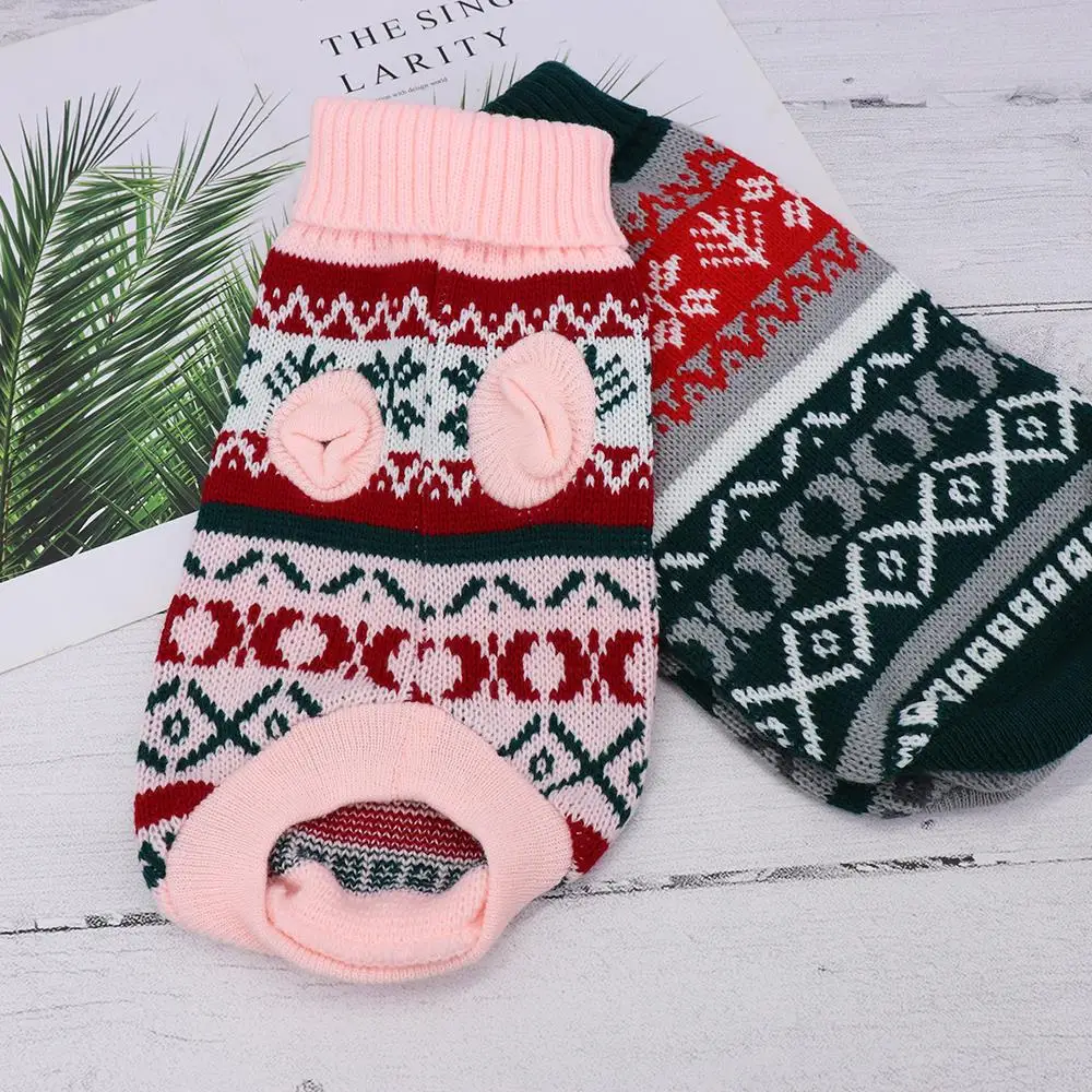 Рождественская Одежда для собак и кошек вязаная одежда щенков зимний женский