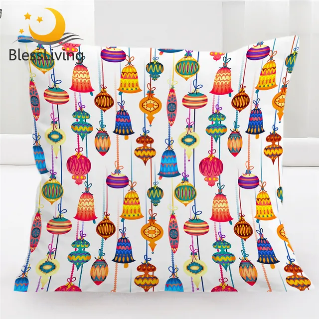 BlessLiving Wind Chimes Cushion Cover Bells Pillow Case Colorful Decorative Throw Pillow Cover Festival Home Decor Kussenhoes 1
