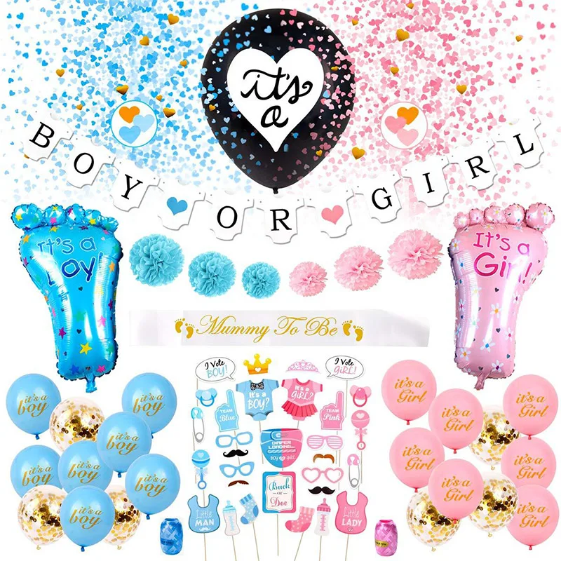 

Baby Gender Reveal Balloons Set Confetti Latex Ballons Wedding Baloons Supplies Happy Birthday Party Decorations Kids Baby lpfk