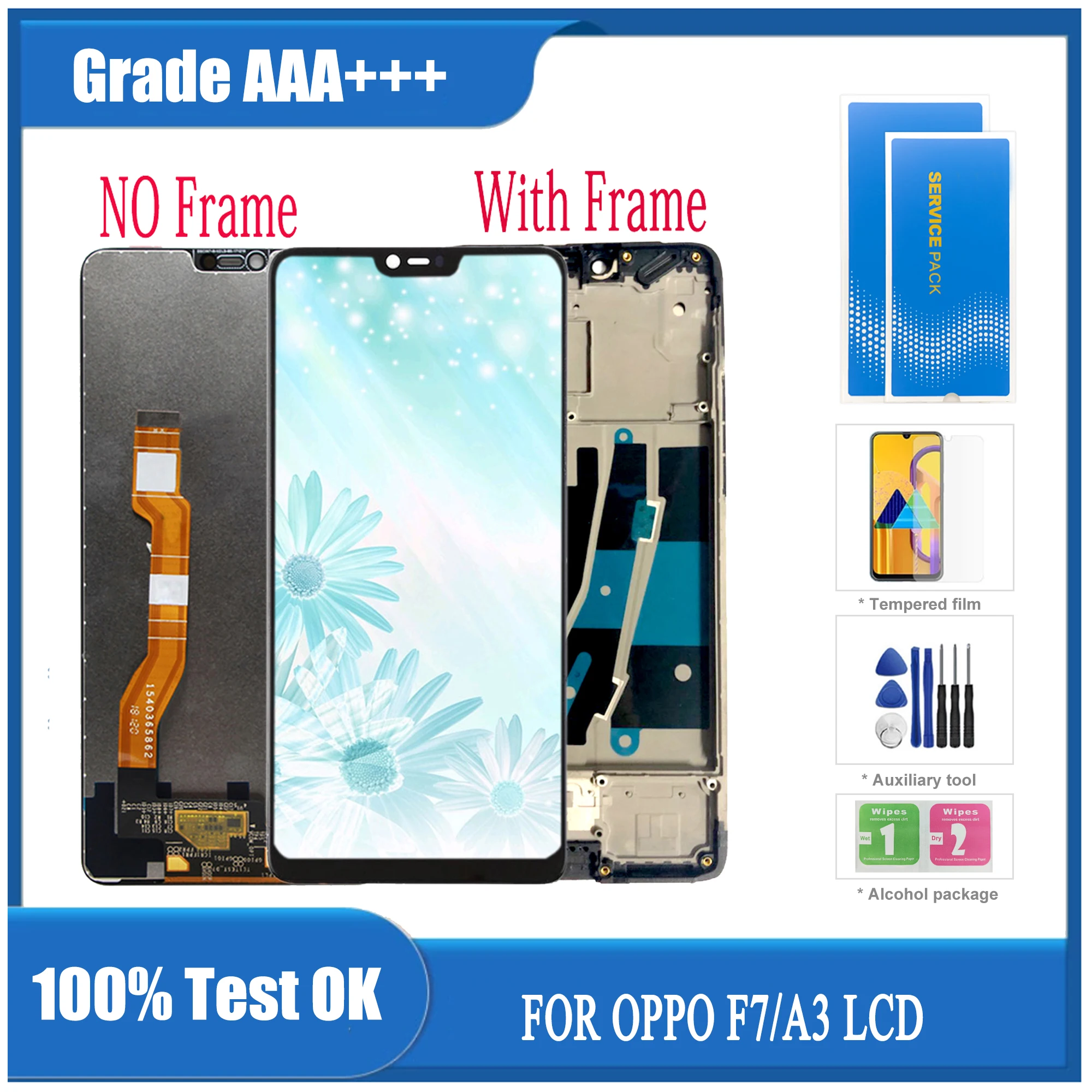 

ЖК-дисплей 6,23 "F7 для OPPO A3, ЖК-дисплей CPH1819 CPH1821 кодирующий преобразователь сенсорного экрана в сборе, Замена с рамкой для OPPO F7