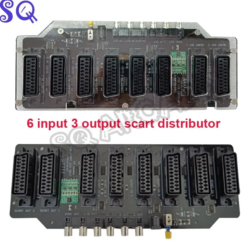 EUR Scart Distributor 6 input 3 output RGBS Fully Automatic Video Converter Switcher Divider board for md/sfc/ps123/ss/dc/box enlarge
