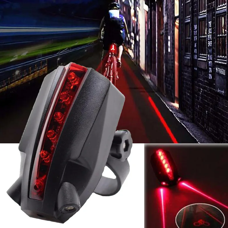 Велосипедный светильник 2 лазера + 5 светодиодный задний велосипедный фонарь