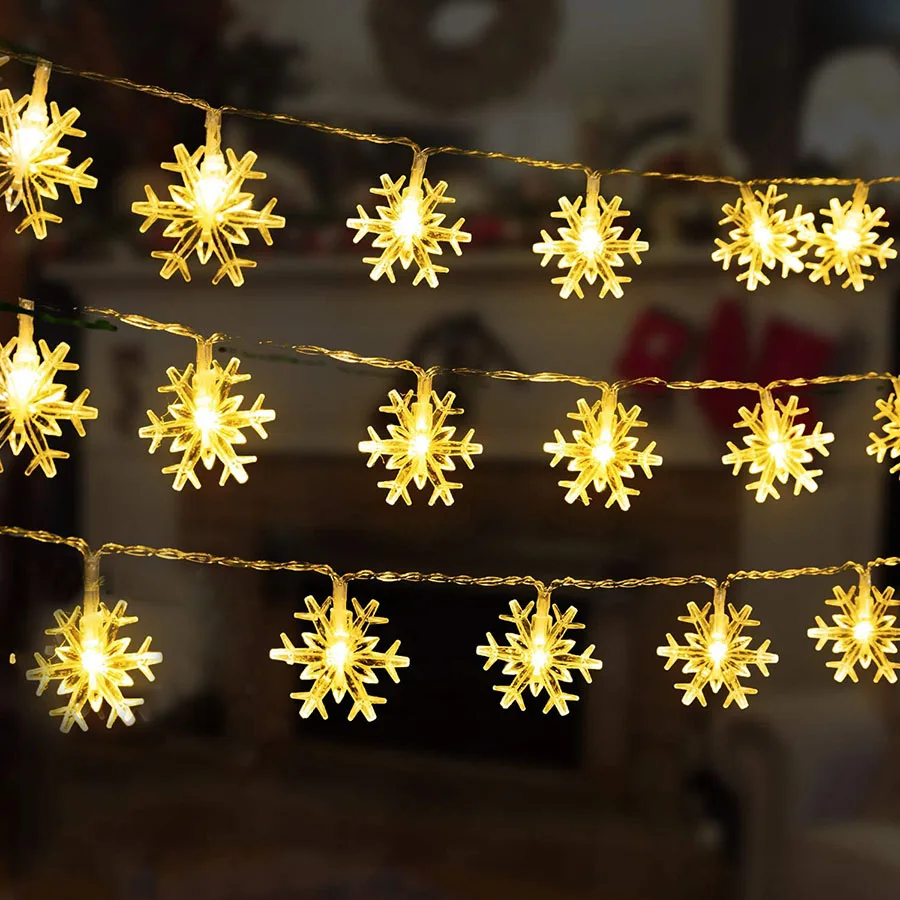 

Thrisdar Snowflake String Light With EU 220V Outdoor Snowflakes Christmas Fairy Lights for Holiday Party Garden Bedroom Decor