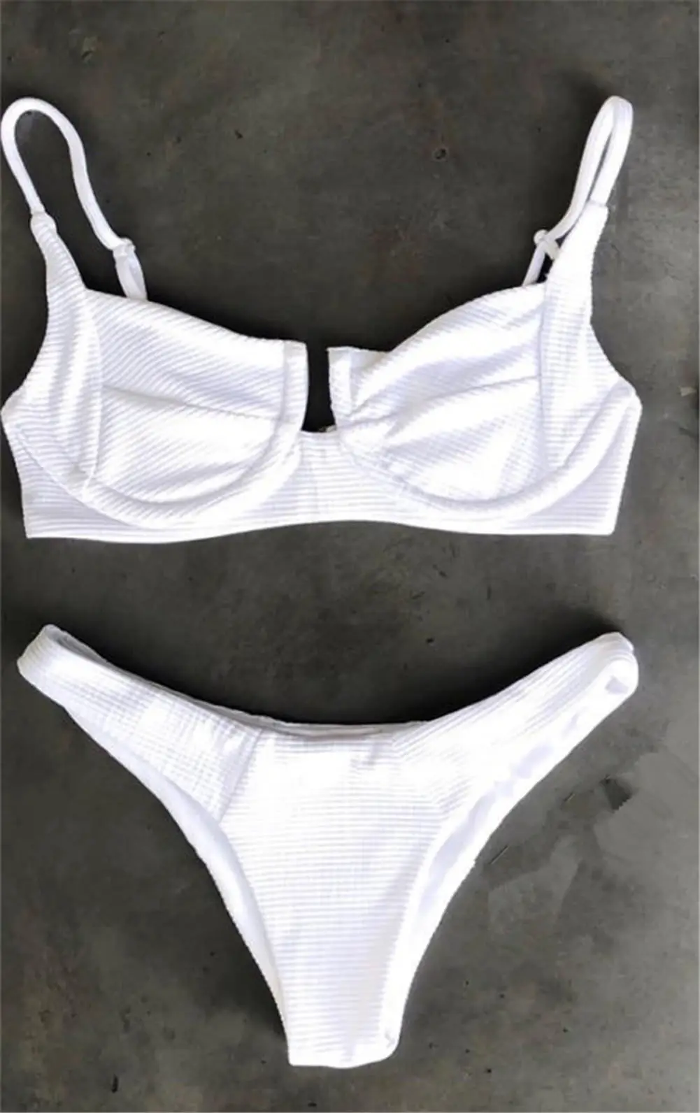 

2020 New Women Bandage Push-up Padded Bikini Set Stretch Bodycon High Waist Swimwear Swimsuit Bathing Suit White Black