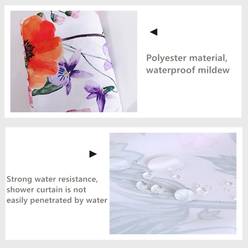 

Retro Print Nordic Style Shower Curtain Set Hook Waterproof Door Curtain Fabric Washable Home Decoration Bathroom Scenery