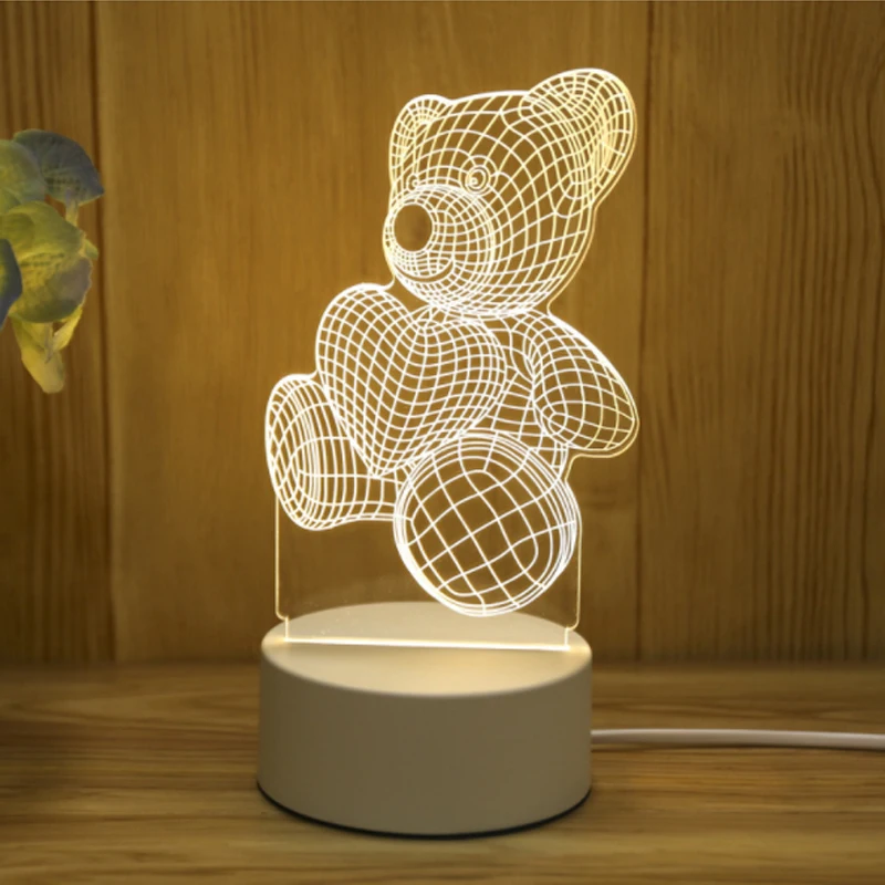 Новый акриловый неоновый светильник 3D стерео Ночной маленькая настольная лампа
