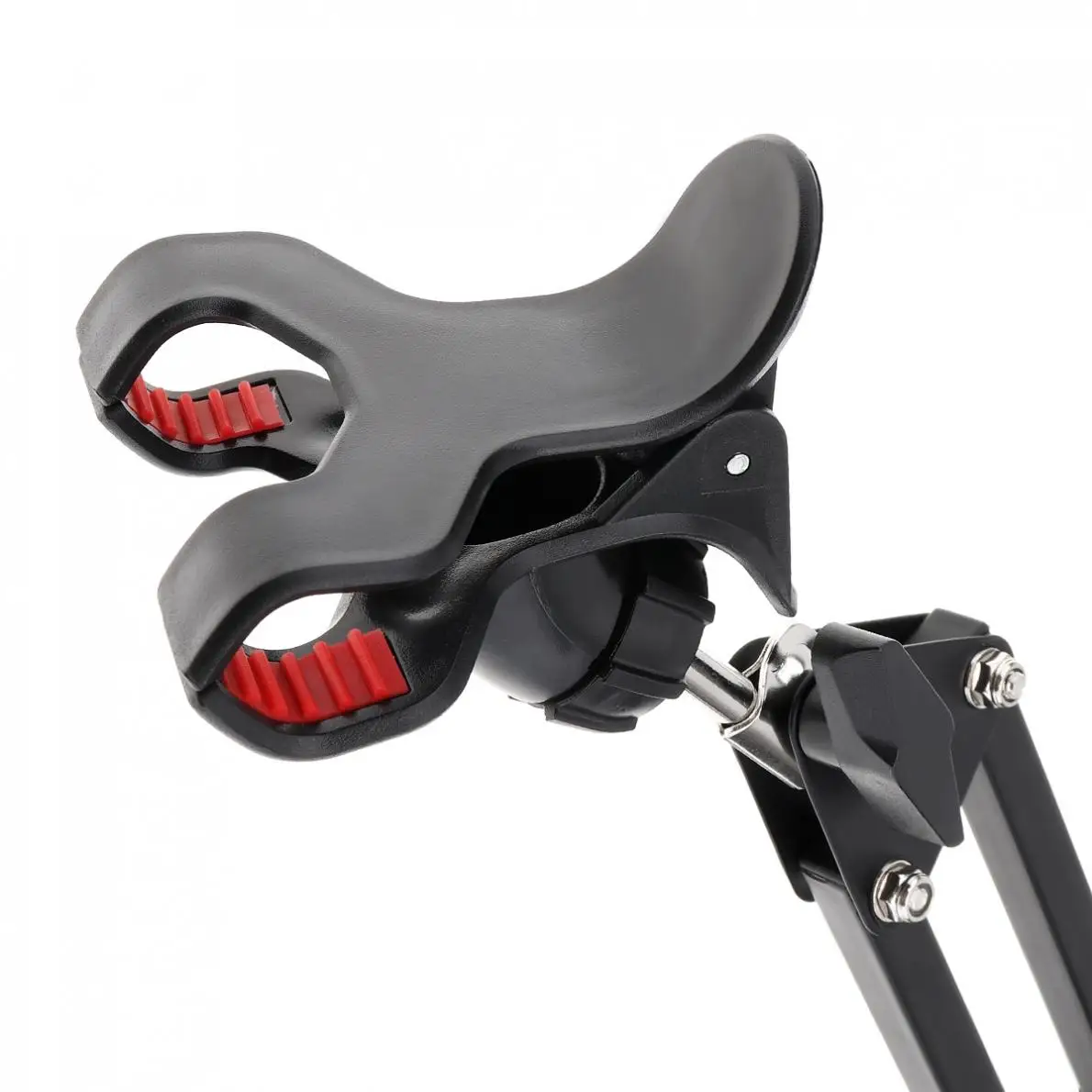 

Extendable Double Cell Phone Holder Desk Mobile Phone Stand Mount Desktop Phone Holder with Suspension Boom Scissor Long Arm