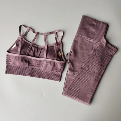 Бесшовный комплект для йоги женская одежда фитнеса спортивная женские леггинсы