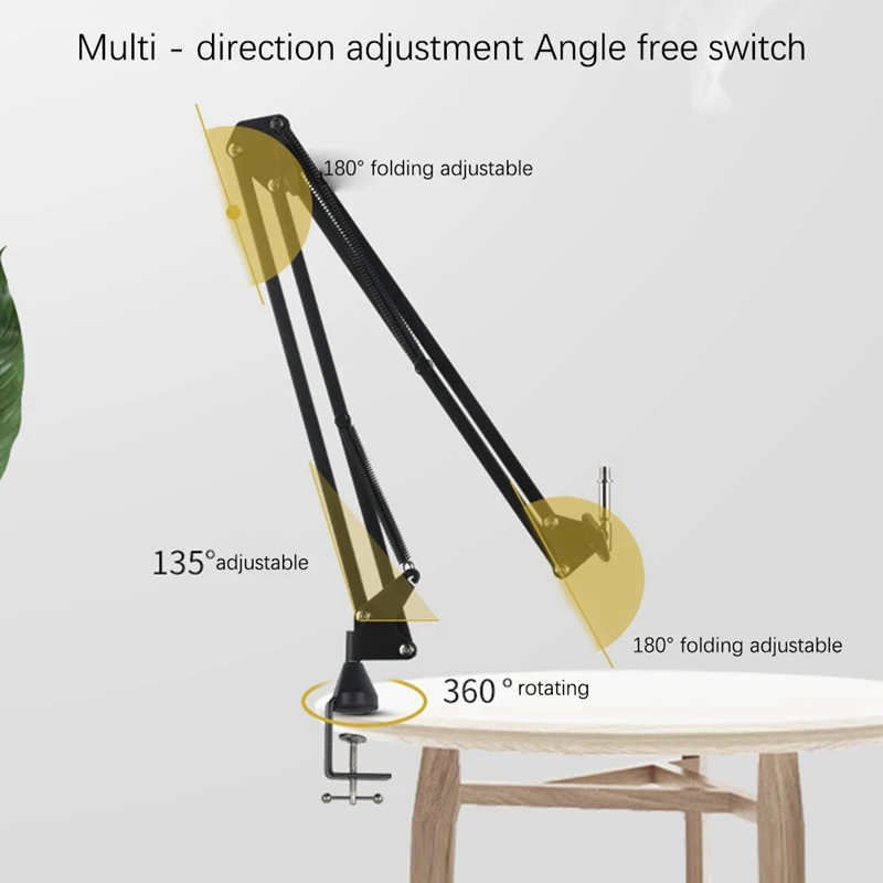 Microphone Holder Adjustable Metal Suspension Arm Scissor with Mounting Clip | Электроника