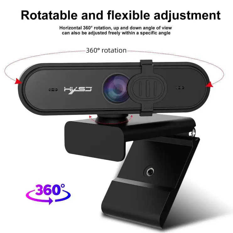 

BEESCLOVER 1080P HD Computer Webcam with Microphone Fast Auto-focus Wide-angle Web Camera with Protective Cover