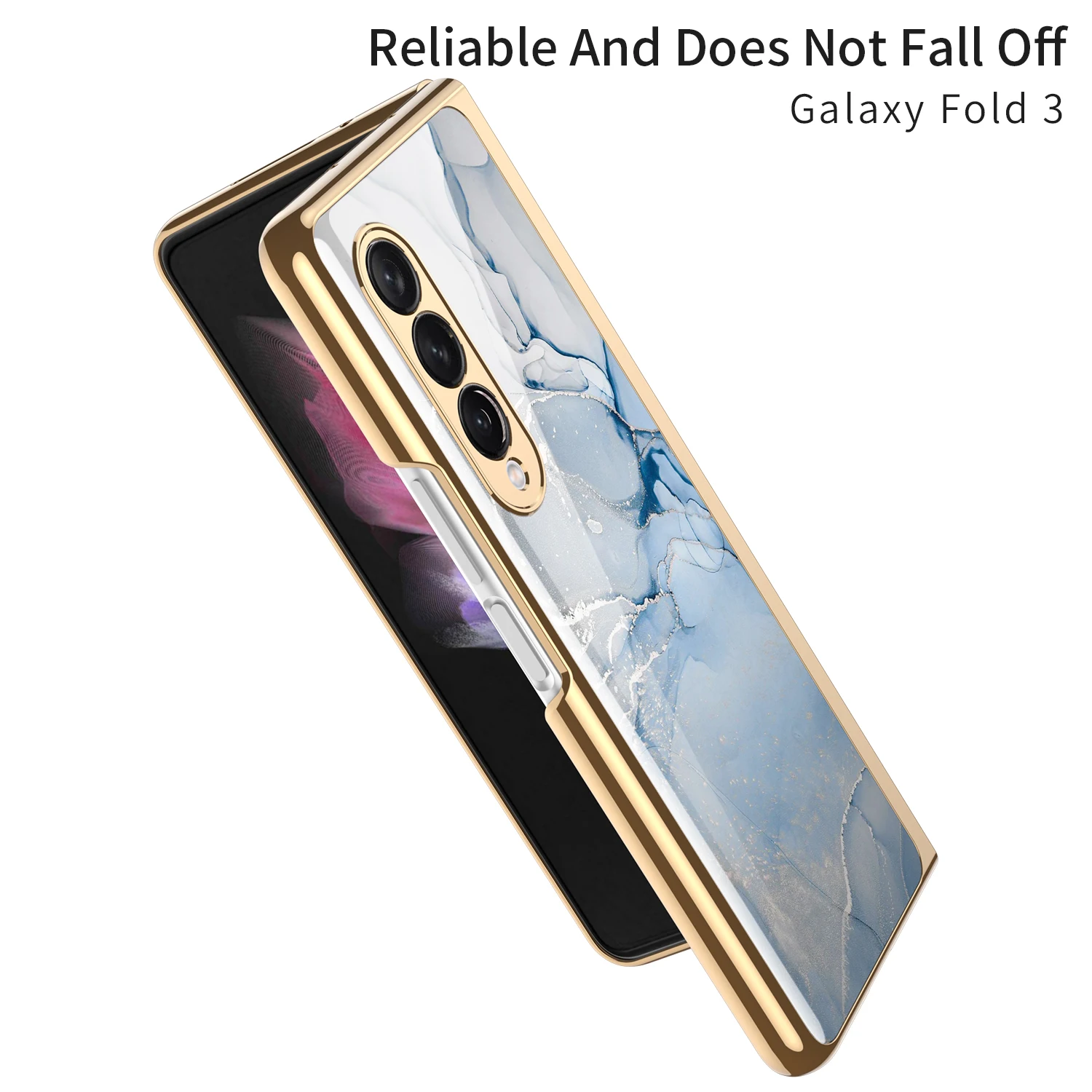 plating tempered glass hard phone cover for samsung galaxy z fold 3 5g case scratch proof fashion shockproof anti knock shell free global shipping