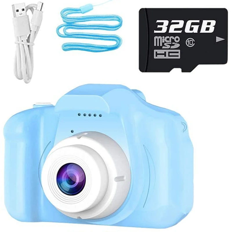 Kids Camera Selfie Camcorder 2.0 Inch IPS Screen with 32GB Card Children Christmas Birthday Gift |