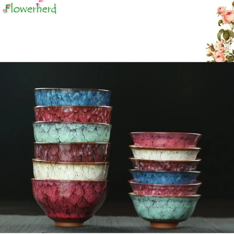 

Ceramic Porcelain Tea Cup Bowl Teaware Embryo Body Kiln Glazed Tea Set Cup Large and Medium