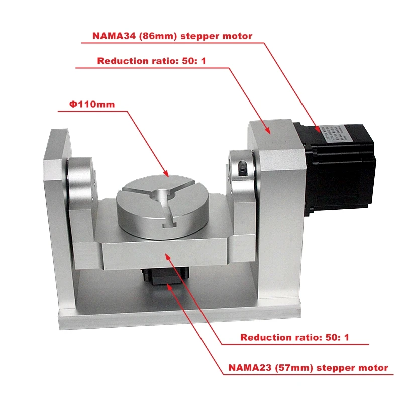 

Center Height 160MM CNC Dividing Head 4th 5th Rotary Axis Reduction Ratio 50:1 Harmonic Reducer Harmonic Gearbox