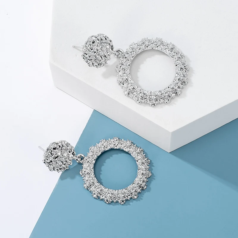 Модные большие массивные Висячие серьги для женщин геометрические серебряные