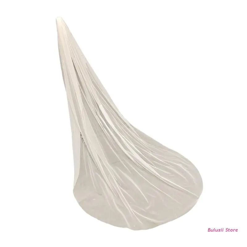 

Bridal Veil with Comb for Brides 1 Tier Long Tulle White Sheer Cathedral Veils