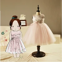 o neck pink tulle lace sashes button flower girl dresses for weddings 2016 first communion dresses for girls tea length beading