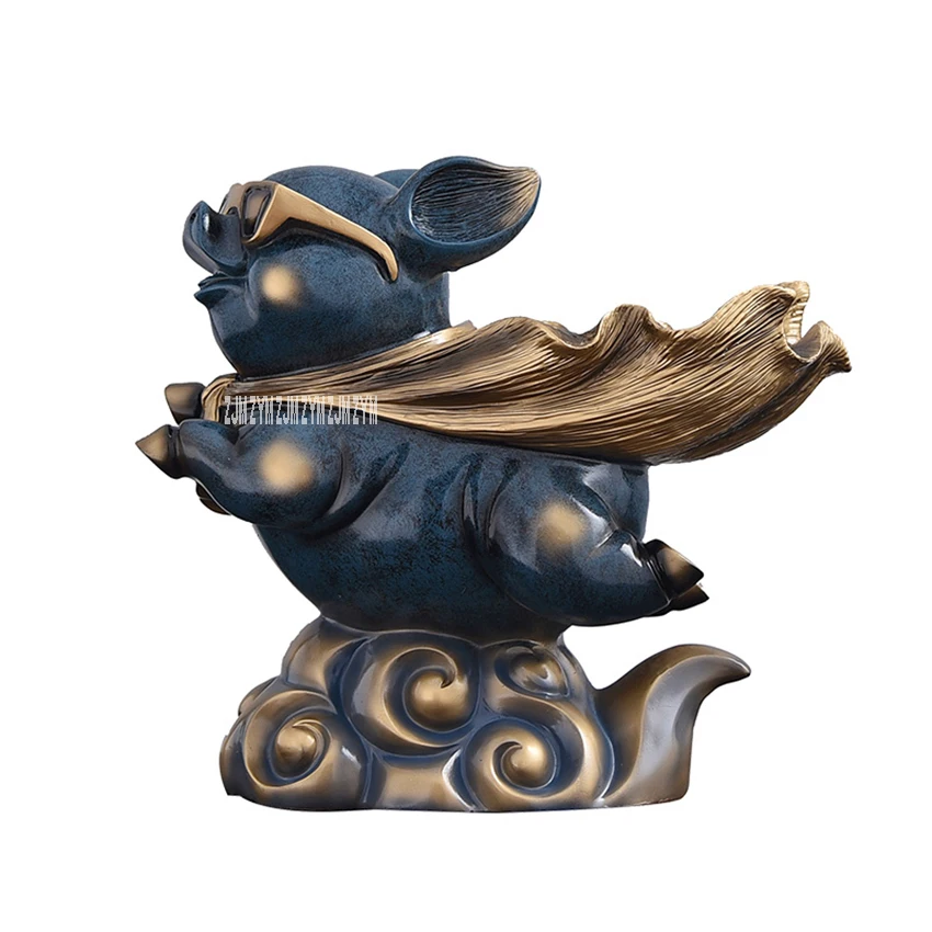 

JKD3256 Retro Creative Desktop Tea Table TV Wine Cabinet Decoration Crafts Key Candy Resin Flying Pig Man Storage Ornaments