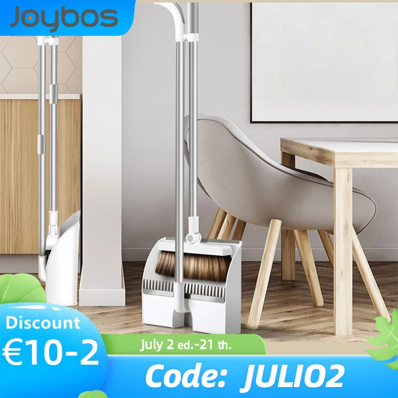 JOYBOS дома ветрозащитный веник и совок набор из нержавеющей стали в вертикальном