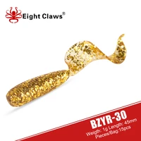 eight claws curly worm soft jigging lure 45mm 1g 15pcs silicone soft fishing lures artificial worm soft bait bass trout lure