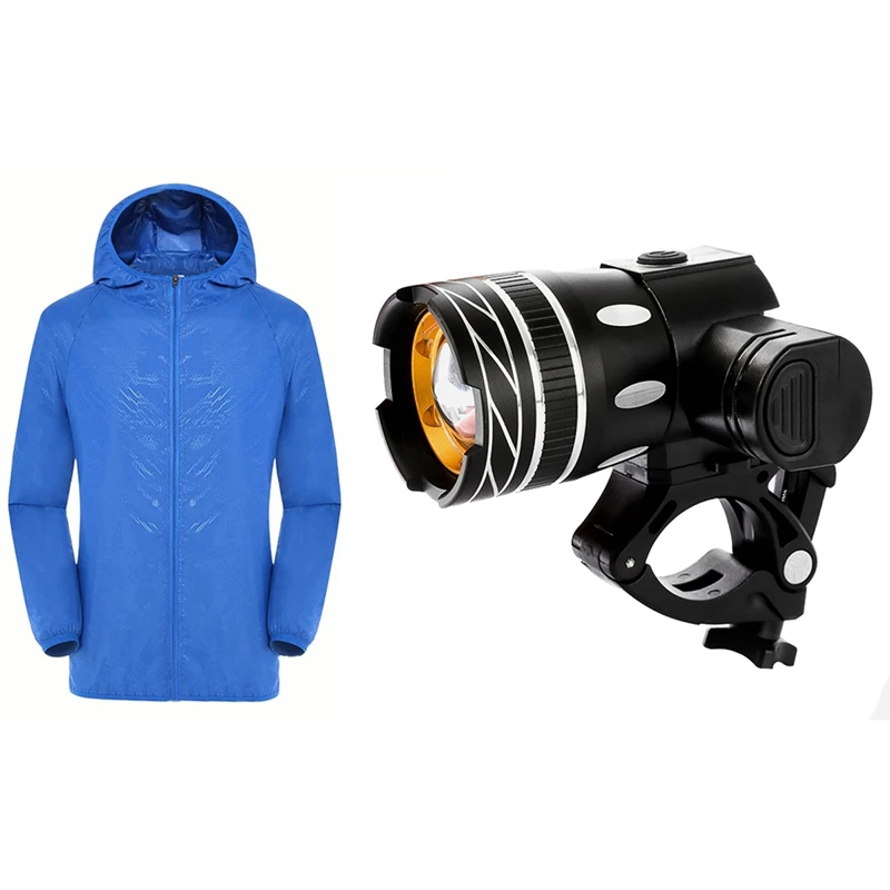 

Bike Light LED Lamp Adjustable Bicycle Light & Outdoor Sports Waterproof Windproof Rain Coat Cycling Jackets L