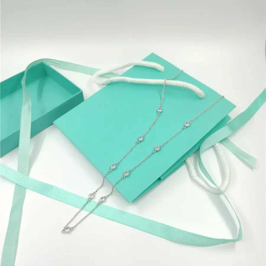 

S925 sterling silver 9-grain zircon necklace, sweet and romantic style, original brand 1:1, birthday gift