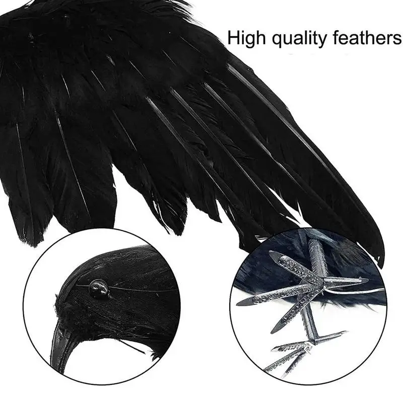6 шт. черных ворон на Хэллоуин, искусственные с перьями, ручной работы, реалистичные для украшения внутри и снаружи.