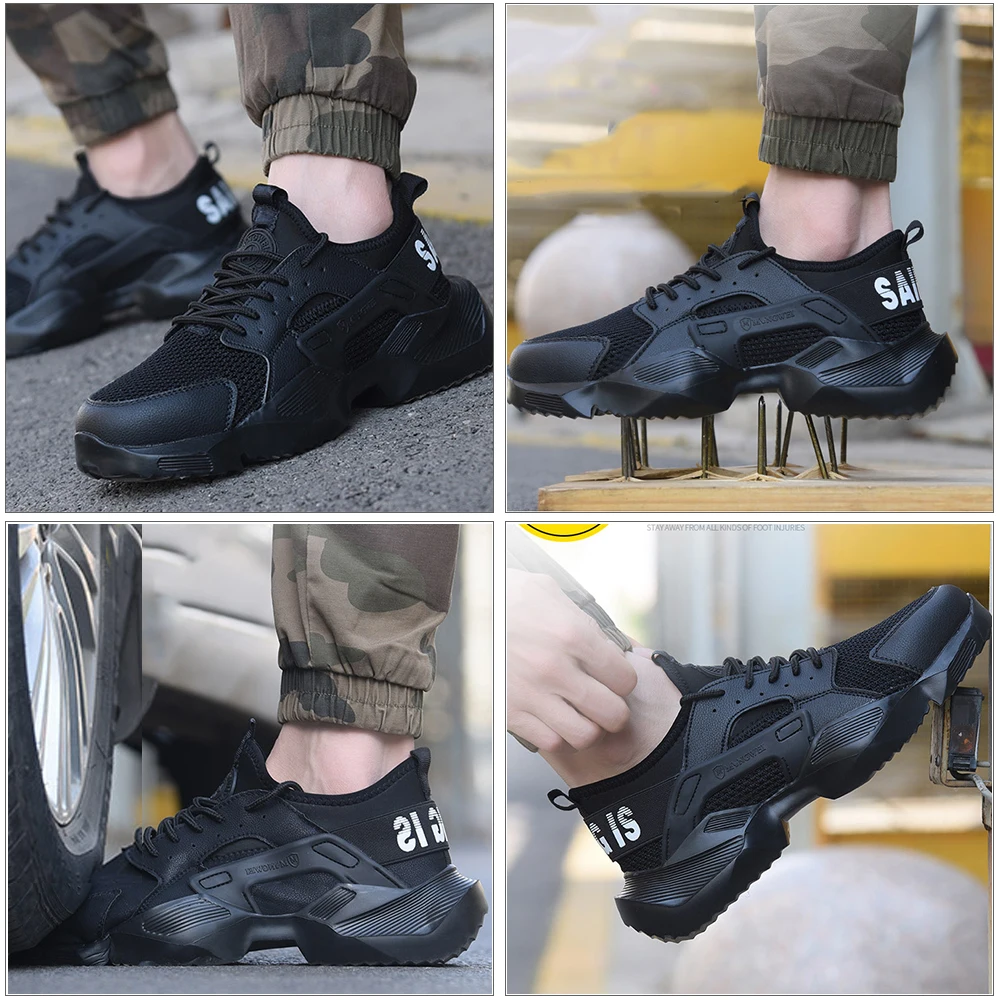 

Men Steel Toe Shoes Lightweight Fashion Safety Shoes Breathable Comfortable Safety Work Sneakers Anti-puncture Industrial Shoe