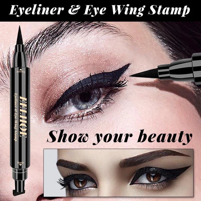 

Liquid Eyeliner Stamp Pen Pencil Fast Dry Natural Sweatproof Smooth Black Beginner Eye Liner Double-ended Beauty MakeupTSLM