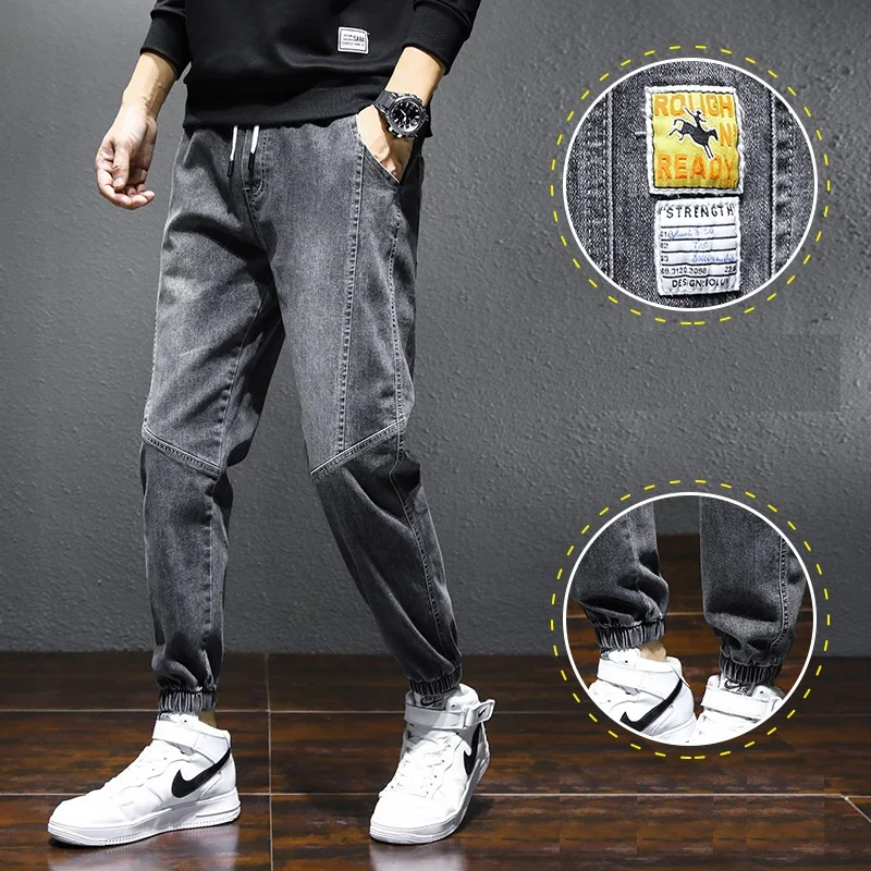 Trendy Brand Small Feet Jeans Men's Fashion Nine-point Harlan Casual Long Pants Baggy Jeans Spring and Autumn Cargo Jeans